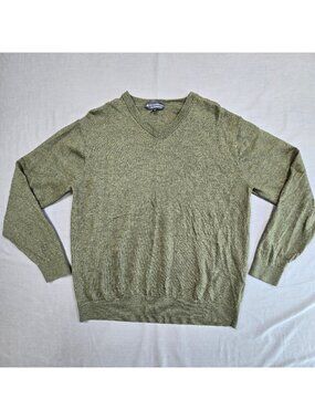 Hart Schaffner Marx XL Mens Sweater 100% Extra Fine Merino Wool Olive Green